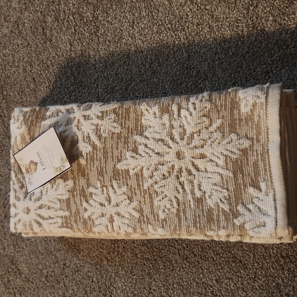 Snowflake Patterned Taupe hand towels